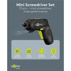 Drilling machine & Screw driver - Goobay batteridriven skruvdragare med 28 bits