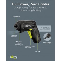 Drilling machine & Screw driver - Goobay batteridriven skruvdragare med 28 bits