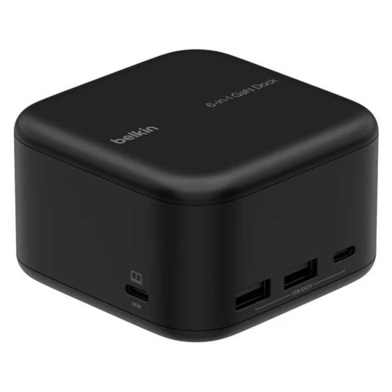 USB-C docking station - Belkin USB-C 6-in-1 Core GAN Dock dockningsstation PD 96W, HDMI i 4K, LAN, USB-C, 2xUSB 5 Gbit/s