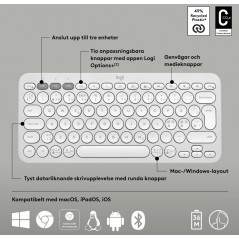 Wireless Keyboards - Logitech Pebble Keys 2 K380s superkompakt trådlöst Bluetooth-tangentbord