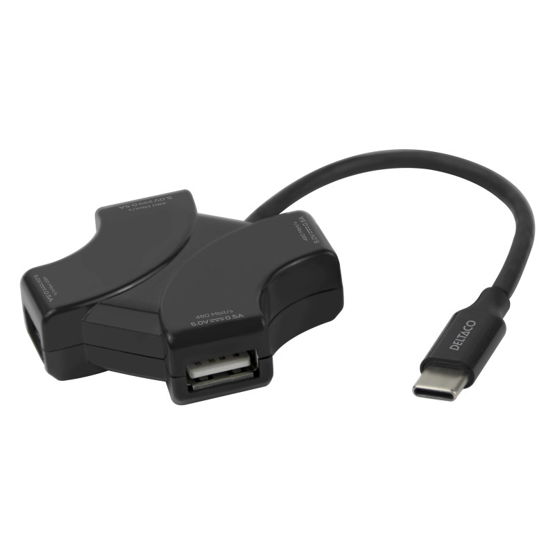 USB cable and USB hub - Deltaco USB-C-hubb med 4 USB 2.0-portar