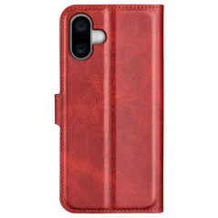 Phone Accessories - Plånboksfodral i rödbrunt konstläder till iPhone 16