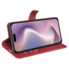 Phone Accessories - Plånboksfodral i rödbrunt konstläder till iPhone 16