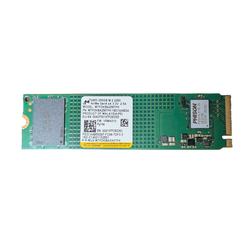 M.2-SSD for computers - Micron 256 GB M.2 2280 NVMe Gen 4 x4 SSD-hårddisk (new pulled*)