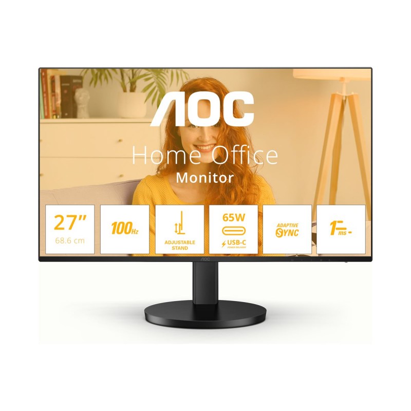 Tietokone - AOC Q27B3CF2 27" 2K 2560 x 1440 Ergonomisk LED-skärm med IPS-panel och USB-C PD65W (fyndvara)