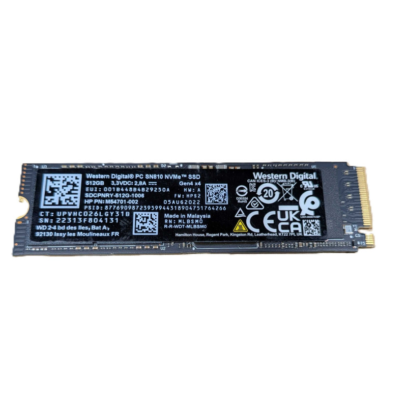Used hard drives - Western Digital SN810 512 GB PCIe Gen 4 x4 M.2 2280 NVMe SSD-hårddisk (beg)