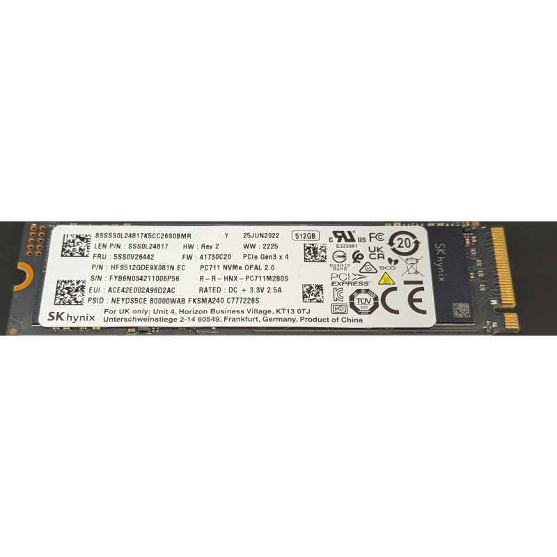 Used hard drives - SK Hynix PC711 512 GB PCIe Gen 3 x4 3D-NAND TLC M.2 2280 NVMe SSD-hårddisk (beg)