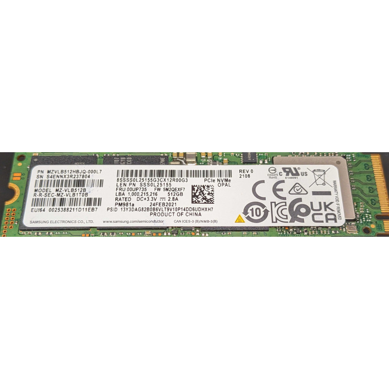 Used hard drives - Samsung PM981a 512 GB PCIe Gen 3 x4 M.2 2280 OPAL NVMe SSD-hårddisk (beg)