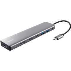 Trust multiport USB-C-hubb 7-i-1 till USB-C/USB/HDMI/DP med stöd för 3 skärmar