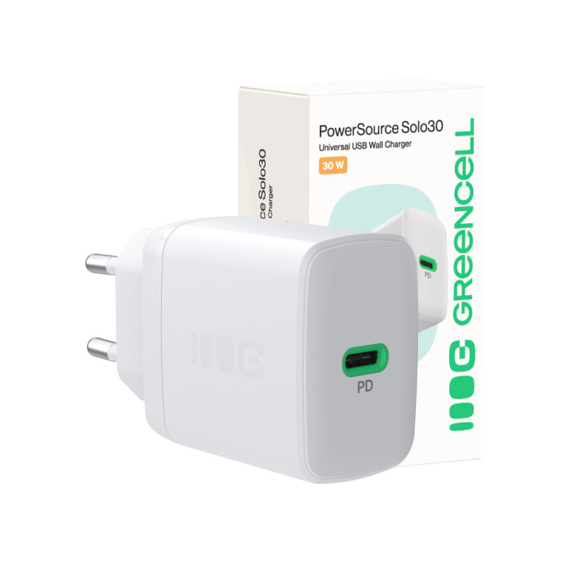 Phone Wall charger - GreenCell snabbladdande USB-C strömadapter 30W PD