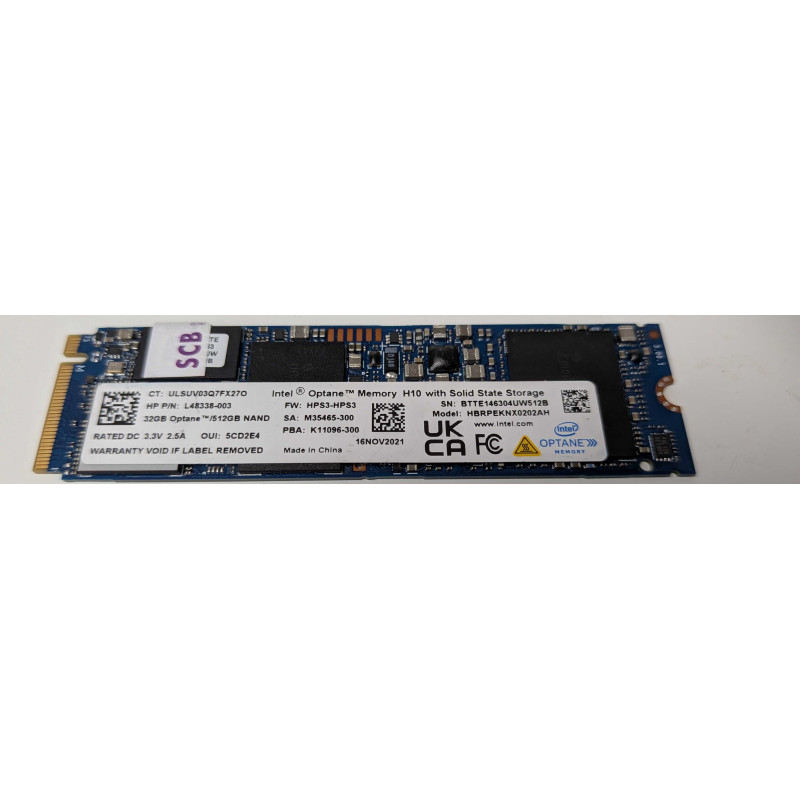 Used hard drives - Intel Optane 32GB med 512GB NVMe-SSD (beg)
