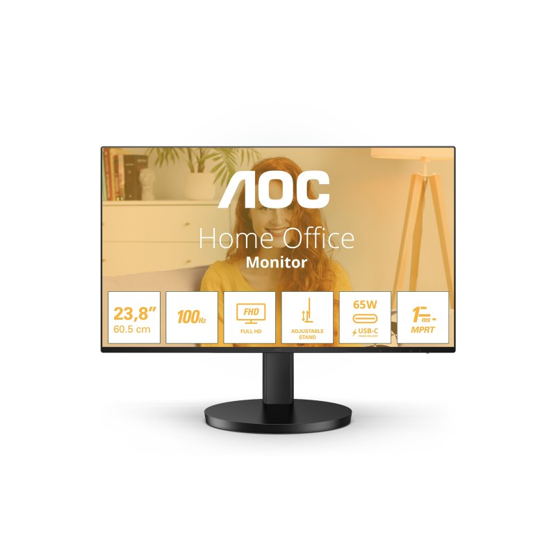 Computer monitor 15" to 24" - AOC 24B3CF2 24" Full HD 100 Hz IPS-skärm med USB-C PD65W Ergonomisk fot (fyndvara)