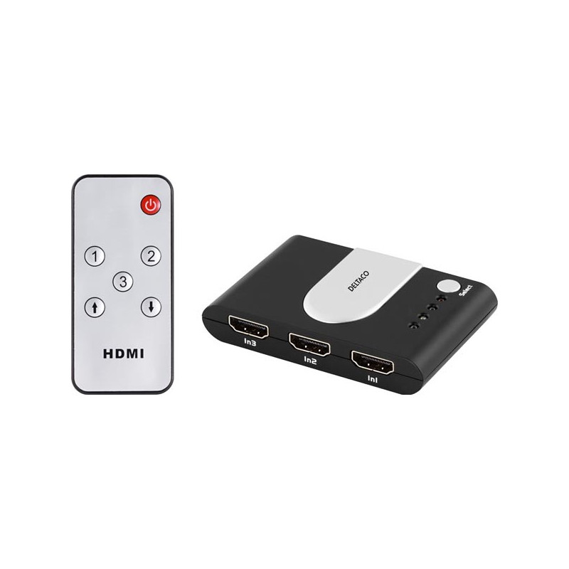 Screen Cables & Screen Adapters - Deltaco HDMI-switch med fjärrkontroll