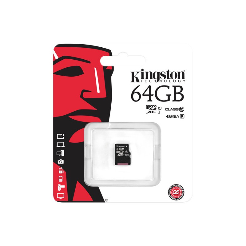 Memorycard - Kingston 64GB microSDXC-kort, Klass 10