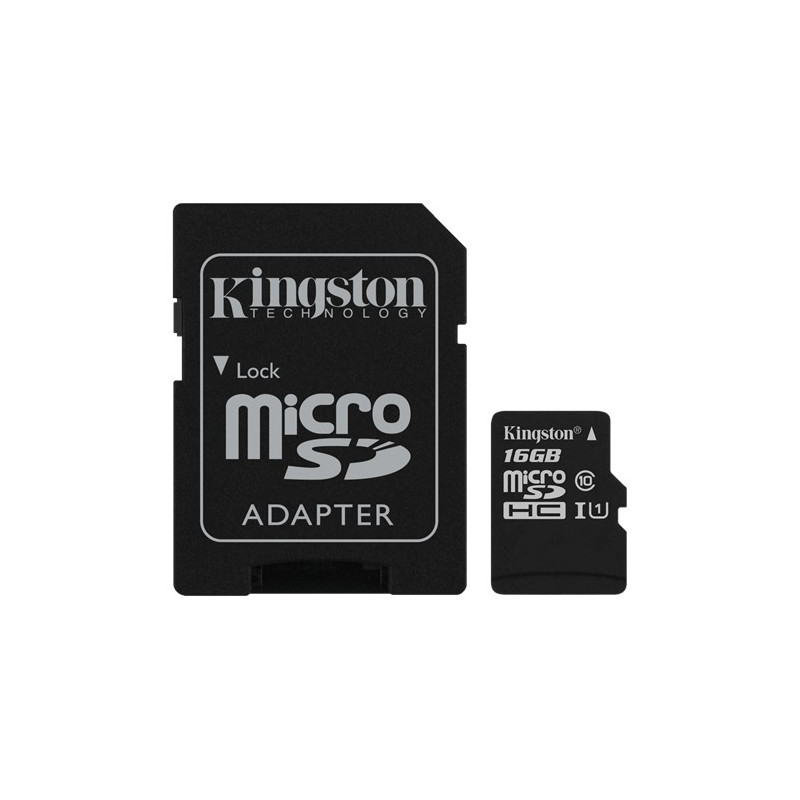 Memorycard - Kingston microSDHC + SDHC 16GB (Class 10)