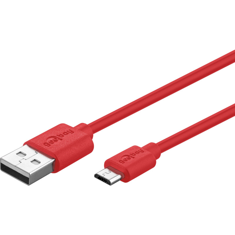 Chargers and Cables - MicroUSB-kabel Goobay röd 1 meter