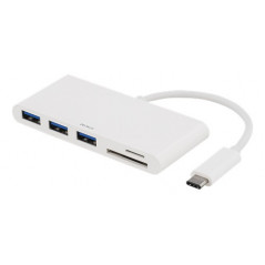 USB-C-hubb med 3 USB 3.1-portar och minneskortläsare