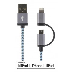 MFI-certifierad lightning- och microUSB-kabel