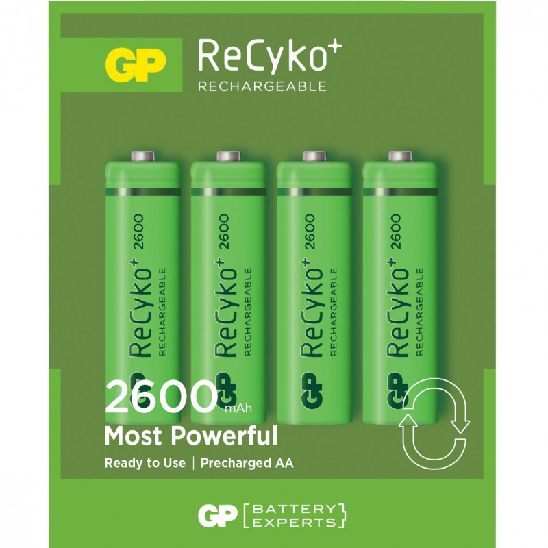 Battery - GP 4st laddningsbara AA-batterier (2600 mAh)