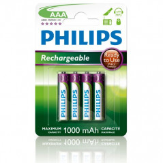 Philips 4st laddningsbara AAA-batterier (1000 mAh)