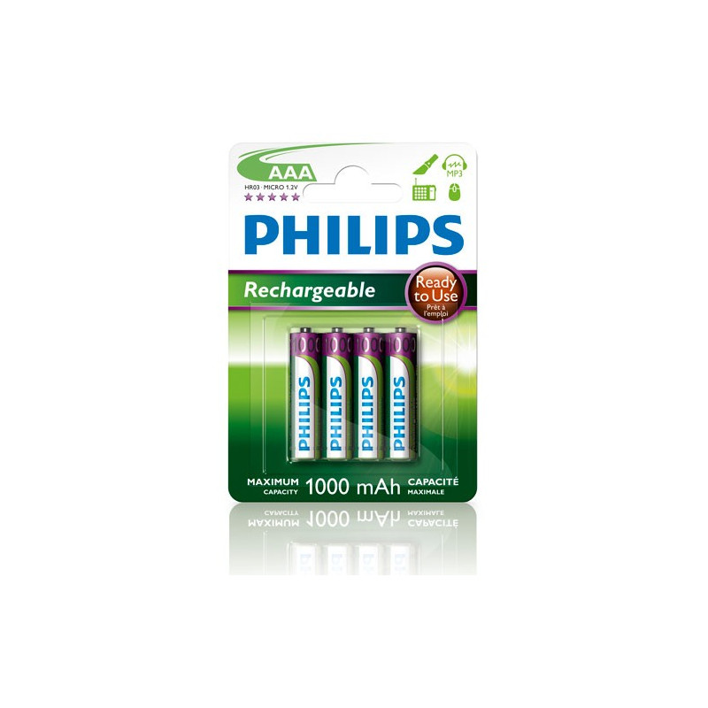 Battery - Philips 4st laddningsbara AAA-batterier (1000 mAh)