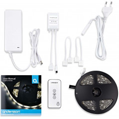 Självhäftande 5 meters vit LED-slinga