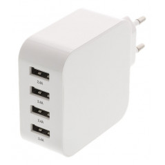 Strömadapter för USB-laddare 4.8A, 4xUSB