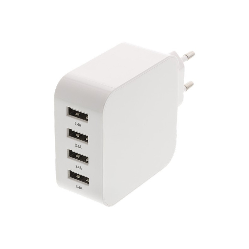 Chargers and Cables - Strömadapter för USB-laddare 4.8A, 4xUSB