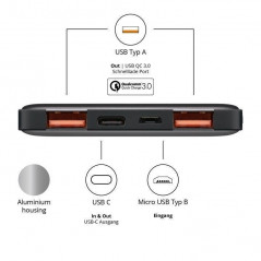 Portable Batteries - Goobay PowerBank batteri på 10000mAh 3A QC3.0