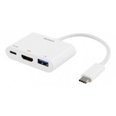 USB-C till HDMI-adapter med USB-port och USB-C-laddport