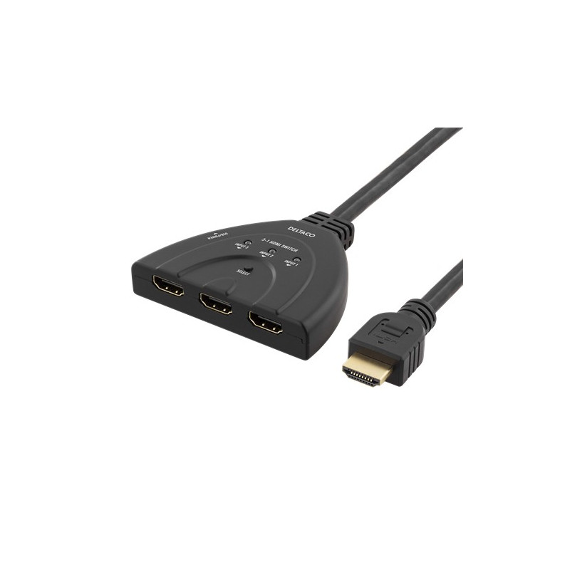 Screen Cables & Screen Adapters - Deltaco HDMI-switch med tre ingångar (4K)