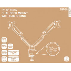 Computer monitor accessories - Bordsstativ med gasfjäder och VESA för 2x datorskärm