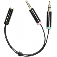 Headsetadapter 3.5mm ha mic/stereo till 3.5mm ho 4-pin