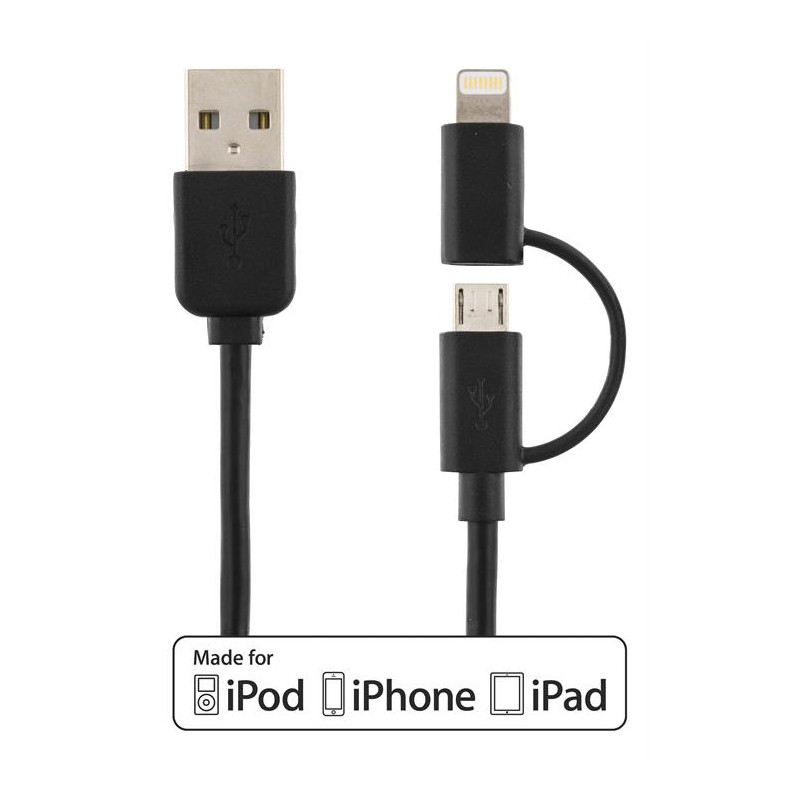 Chargers and Cables - MFi-godkänd USB Lightning och microUSB laddkabel 1m